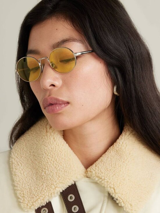 Loewe LW40151U 16J Oval Sunglasses – Silver\\Light Yellow main image 4